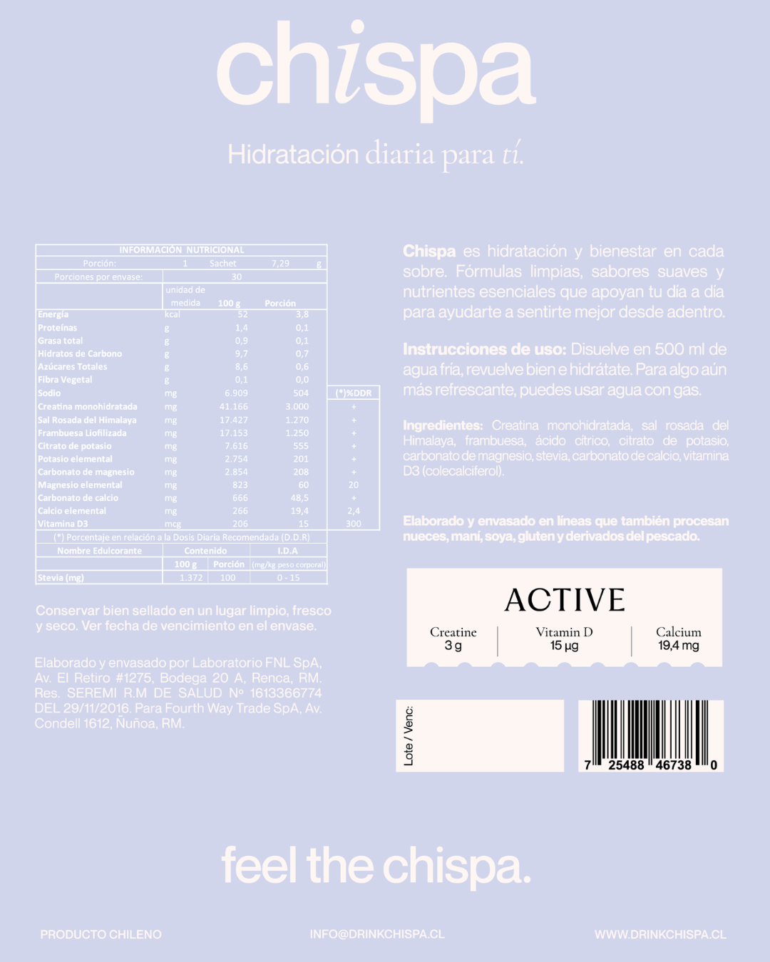 ACTIVE ELECTROLITOS + CREATINA 3Gr | 30 SACHETS