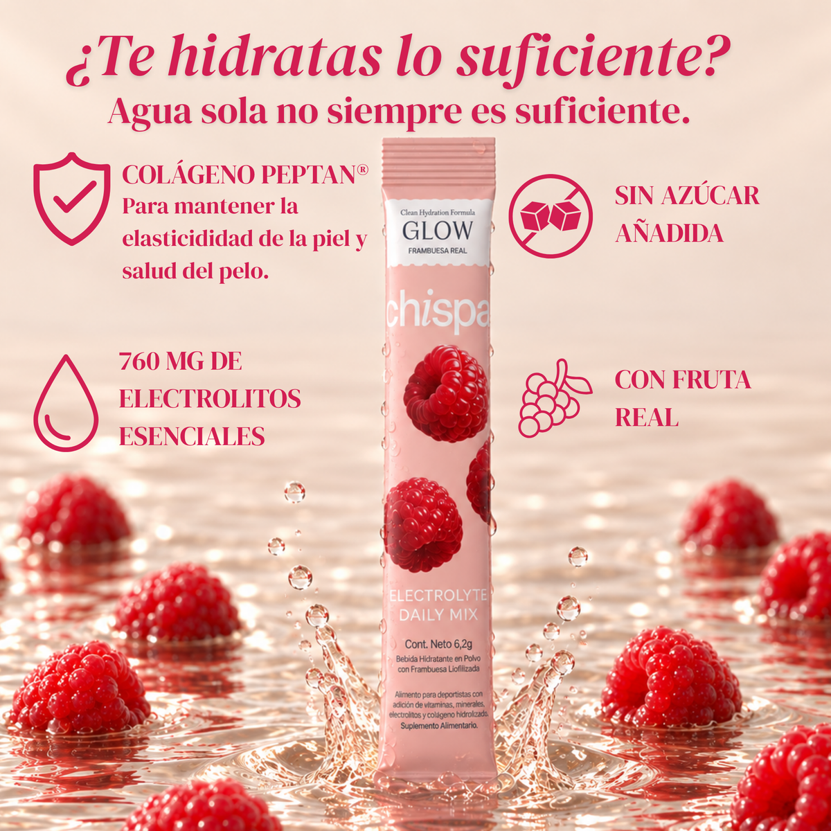 GLOW ELECTROLITOS + COLÁGENO | 30 SACHETS